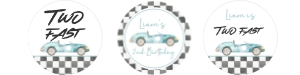 R101 - Race car cupcake toppers: R101 - Two Fast Birthday Package