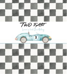 R101 - Race car rice treat label: R101 - Two Fast Party Favor Package