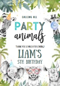 S105 - Safari birthday juice label: S105 - Safari Party Favor Package