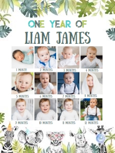 S105 - Safari birthday milesotone photo poster: S105 - Safari birthday milesotone photo poster