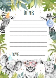 S105 - Safari birthday time capsule card: S105 - Safari Time Capsule Sign And Card