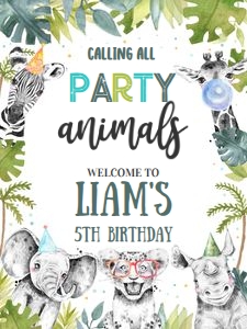 S105 - Safari birthday welcome sign 18x24: S105 - Safari Welcome Sign (16 X 20", 18 X 24", and 24 X 36")