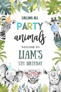 S105 - Safari birthday welcome sign 24x36: S105 - Safari Welcome Sign (16 X 20", 18 X 24", and 24 X 36")