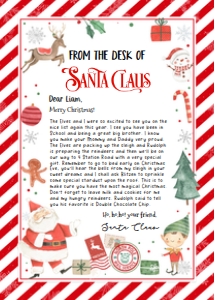 SL108 - From the desk of Santa: SL108 - Letter From Santa (5x7" And 8.5x11")