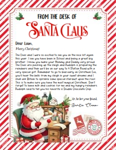 SL104 - From the desk of Santa 8.5x11: SL104 - Letter From Santa (5x7" And 8.5x11")