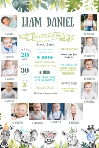 S105 - Safari birthday milestone poster 2 20x30: S105 - Milestone Photo Poster (18x24", 20x30" and 24x36")