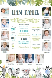 S105 - Safari birthday milestone poster 2 24x36: S105 - Milestone Photo Poster (18x24", 20x30" and 24x36")