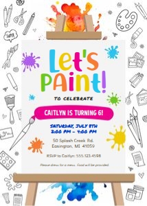 Invitation Paint 5 x 7: Paint Invitation - 5 x 7