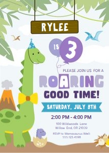 Invitation - Dinosaur: Dinosaur Invitation - 5 x 7