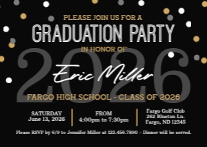 Grad Party Invitation 1A: Graduation Party Invite Editable Template
