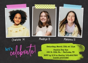 Neon 90's Teen Joint Birthday Invitation Template design preview
