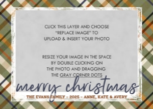 Holiday Plaid Christmas Card Template design preview