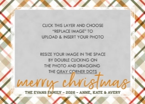 Holiday Plaid Christmas Card 1B: Holiday Plaid Christmas Card Template