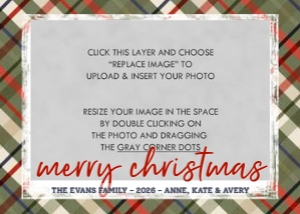 Holiday Plaid Christmas Card 1C: Holiday Plaid Christmas Card Template