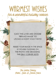 Evergreen and Gold Christmas Card Template design preview