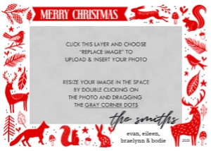 Folk Woodland Animal Holiday Card design preview