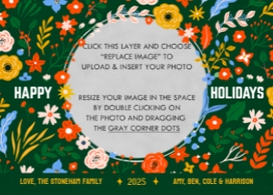 Vintage Floral Christmas Card Template design preview