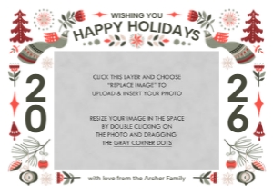 Nordic Holiday Photo Card 1D: Nordic Holiday Christmas Photo Card Template