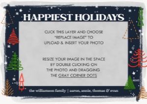 Watercolor Trees Christmas Photo Card design preview