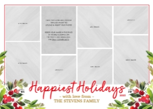 Holly Multiple Photo Christmas Card Template design preview