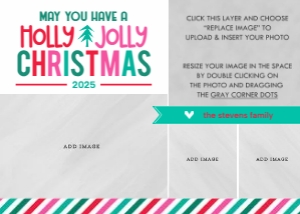 Holly Jolly Christmas Photo Card Template design preview