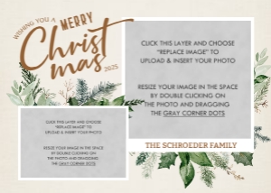 Elegant Greenery Neutral Holiday Card Template design preview