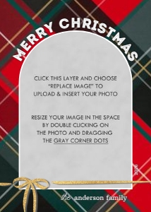 Arch Photo Plaid Christmas Card: Arch Plaid Christmas Photo Card Template