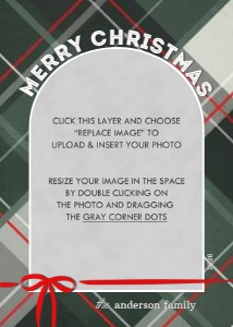 Arch Plaid Christmas Card- Green: Arch Plaid Christmas Photo Card Template