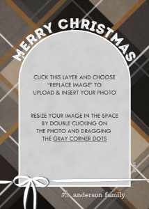 Arch Plaid Christmas Card - Brown: Arch Plaid Christmas Photo Card Template