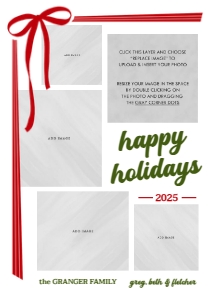Ribbon Multiple Photo Holiday Card Template design preview
