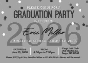 Grad Party Invitation 1B: Graduation Party Invite Editable Template