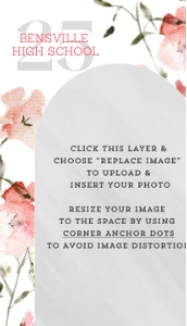 Floral Girls Graduation Insert Card with Photo design preview
