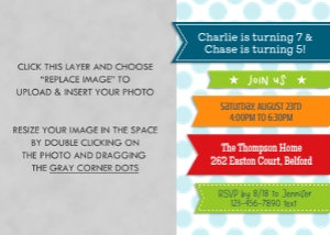 Ribbons Boy Photo Birthday Invitation Template design preview
