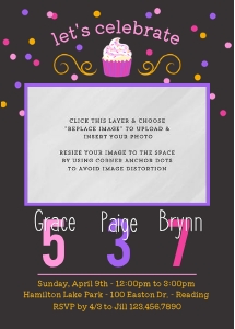 Cupcake & Confetti Joint Birthday Invitation Template design preview
