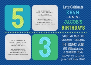 Chevron Joint Birthday Party Invitation Template design preview