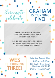 Simple Sibling Double Birthday Invitation Template design preview