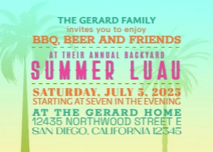 Tropical Luau Template: Luau Summer Party Invitation Template