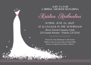 Modern Dress Silhouette Bridal Shower Invitation: Modern Dress Silhouette Bridal Shower Invitation