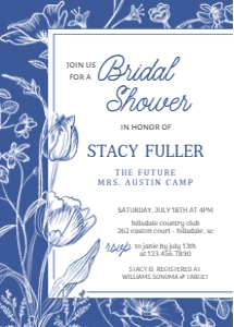 Something Blue Floral Bridal Shower Invitation: Something Blue Floral Bridal Shower Invite