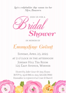 Pink Floral Bridal Shower Invite: Pink Floral Bridal Shower Invite Template