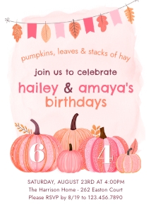 Pumpkin Fall Birthday Invite 2: Kids Pumpkin Patch Fall Birthday Invitation Template