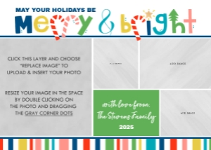 Merry & Bright Christmas Photo Card Template design preview