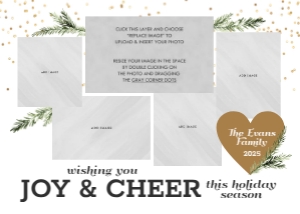 Joy and Cheer Printable Christmas Card design preview