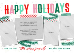 Retro Holiday - White: Festive Photos Printable Christmas Card