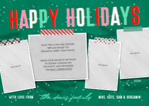 Retro Holiday - Green: Festive Photos Printable Christmas Card