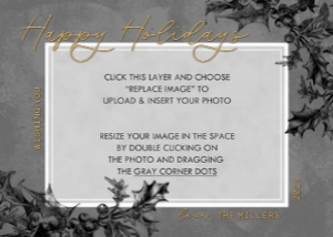 Elegant Holly Printable Christmas Card design preview