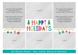 Whimsical Collage Holiday Photo Card: Whimsical Family Christmas Card Template - 6 Photos