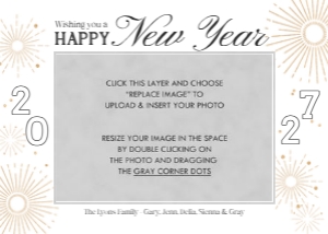 Fireworks New Year Card 1: Fireworks New Year Photo Card Template