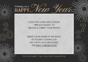 Fireworks New Year Card 2: Fireworks New Year Photo Card Template