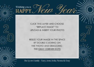 Fireworks New Year Card 4: Fireworks New Year Photo Card Template